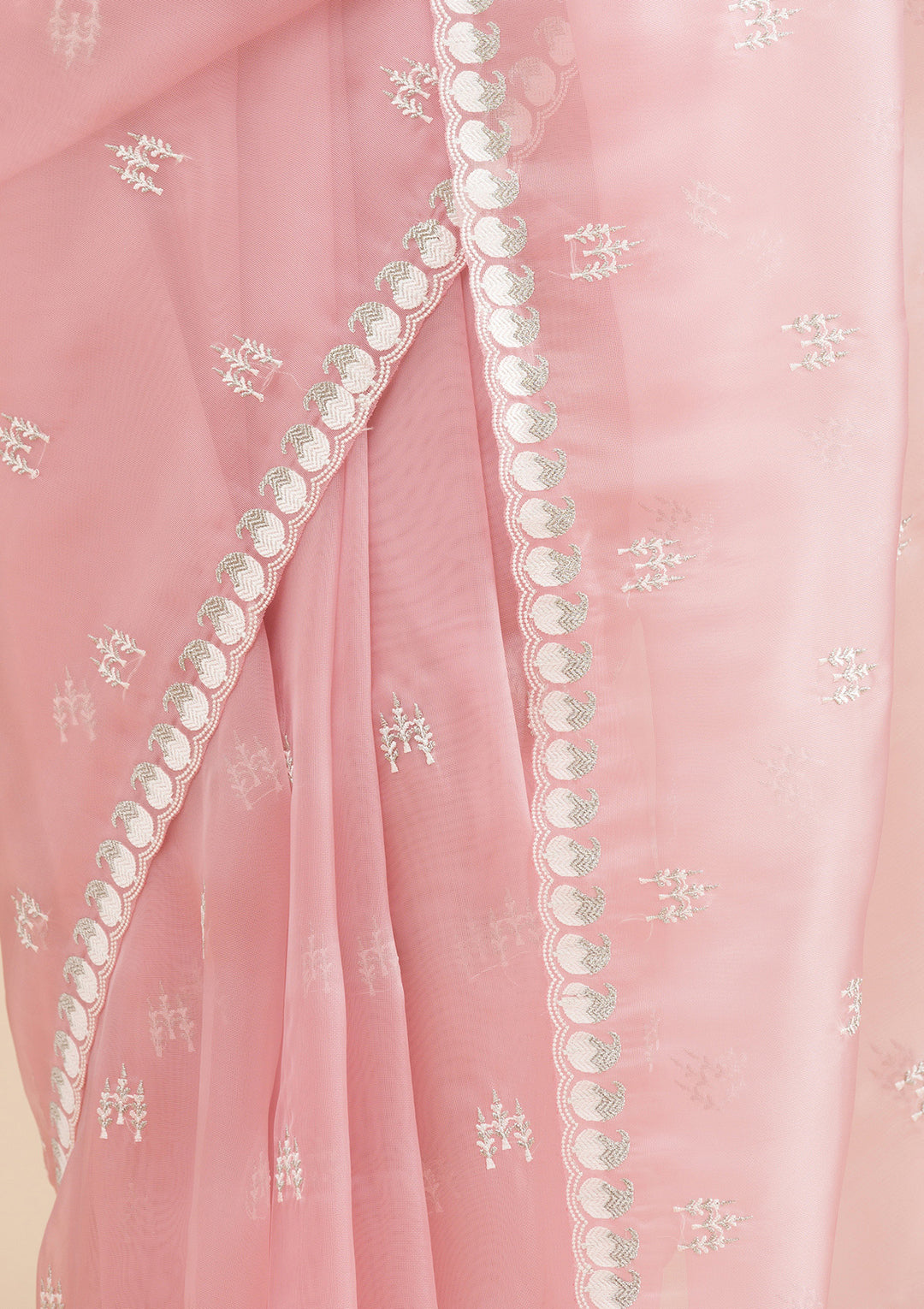 Onion Pink Zariwork Tissue Saree