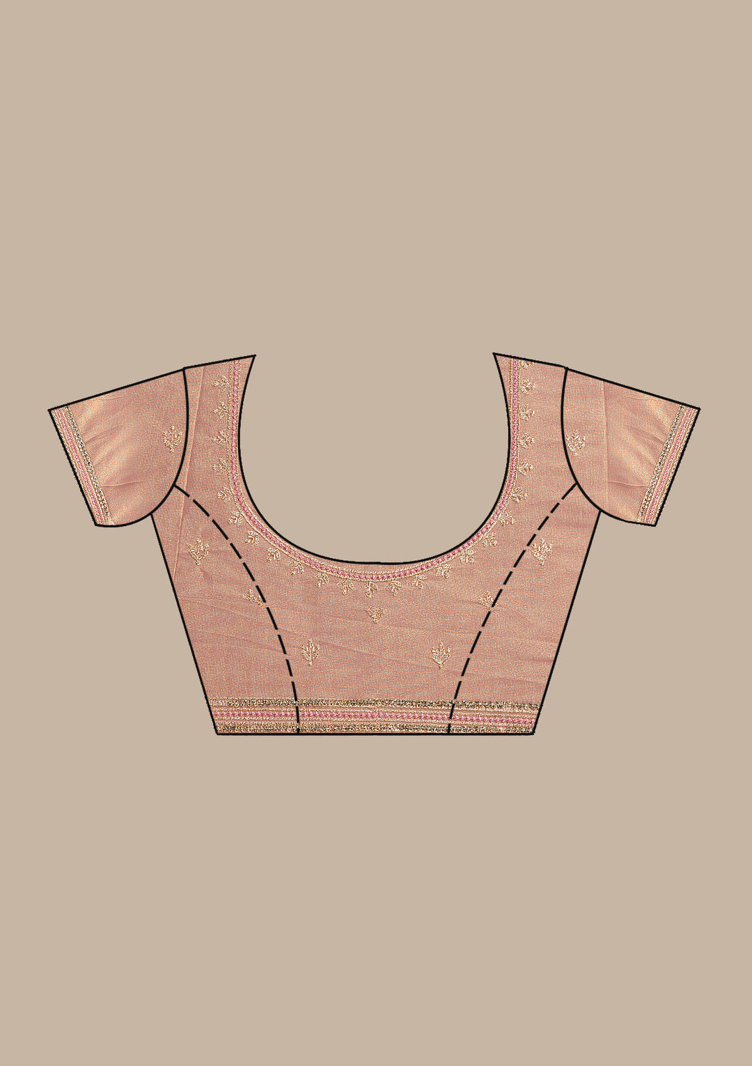 Onion Pink Zariwork Tissue Saree