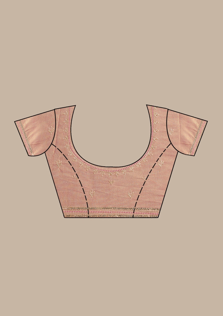 Onion Pink Zariwork Tissue Saree