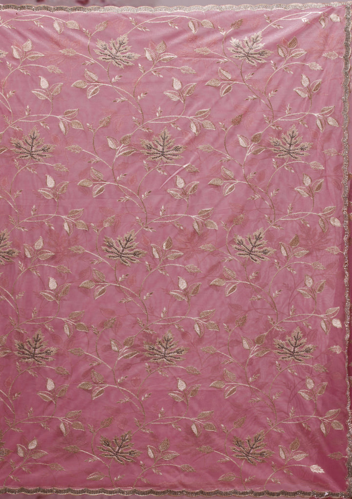 Onion Pink Zariwork Tissue Saree