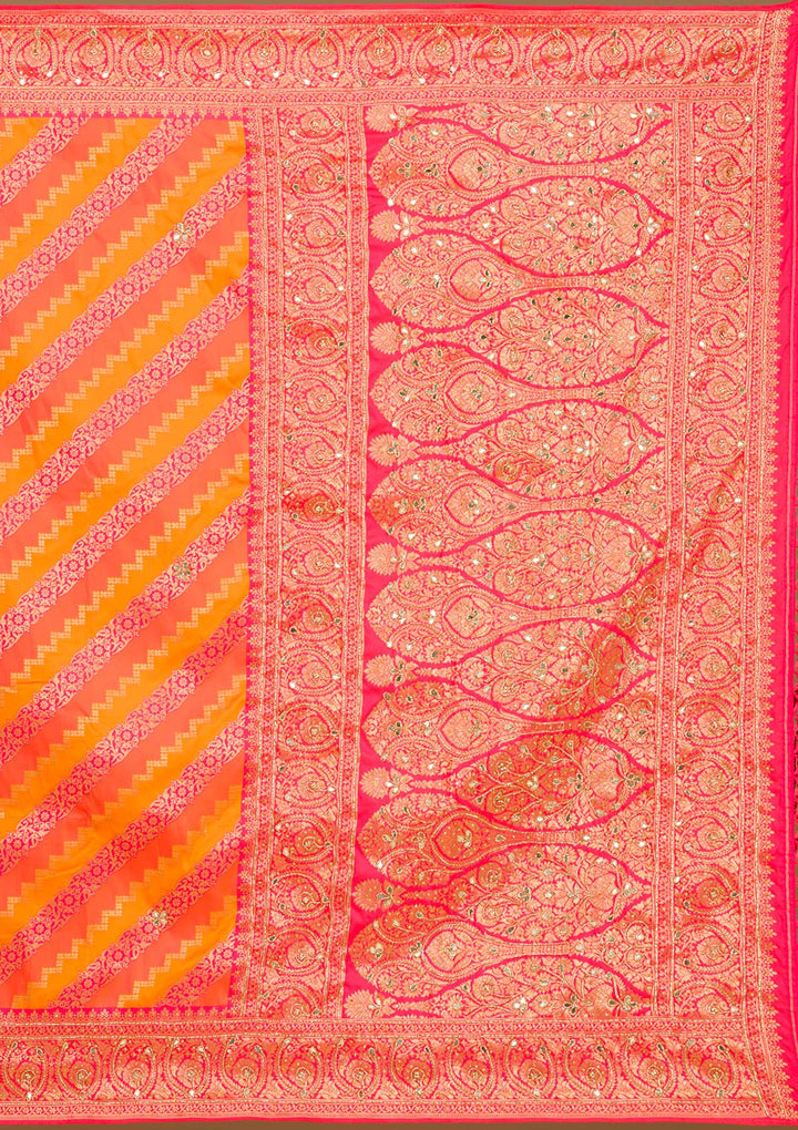 Orange Cutdana Art Silk Saree