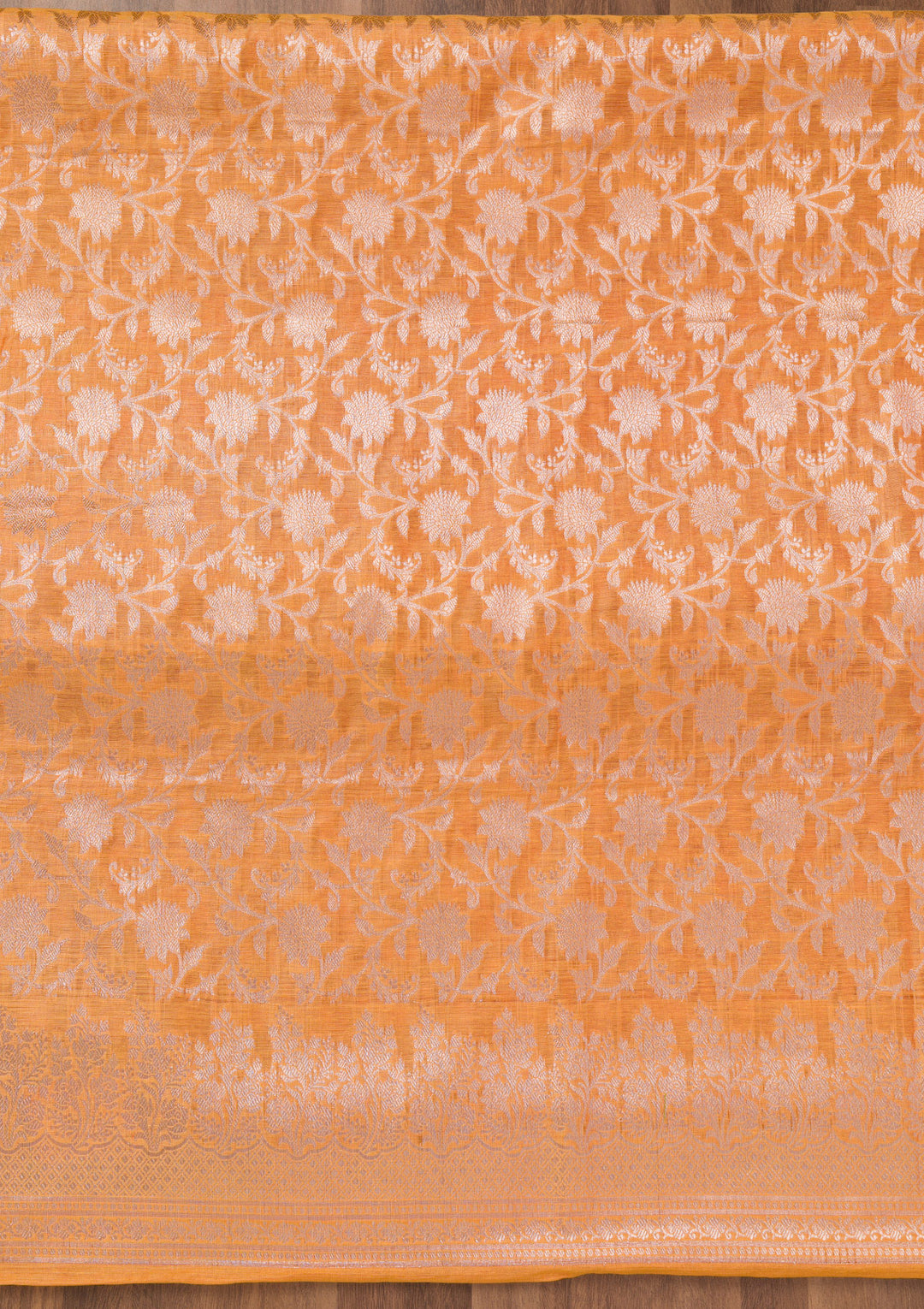 Orange Zariwork Banarasi Unstitched Salwar Suit