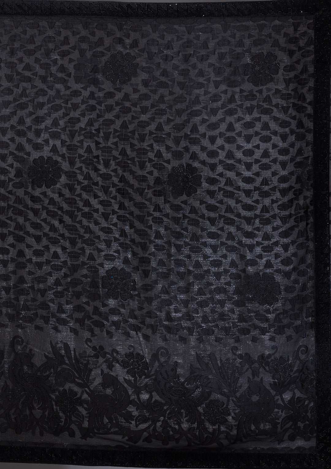 Black Stonework Shimmer Georgette Saree