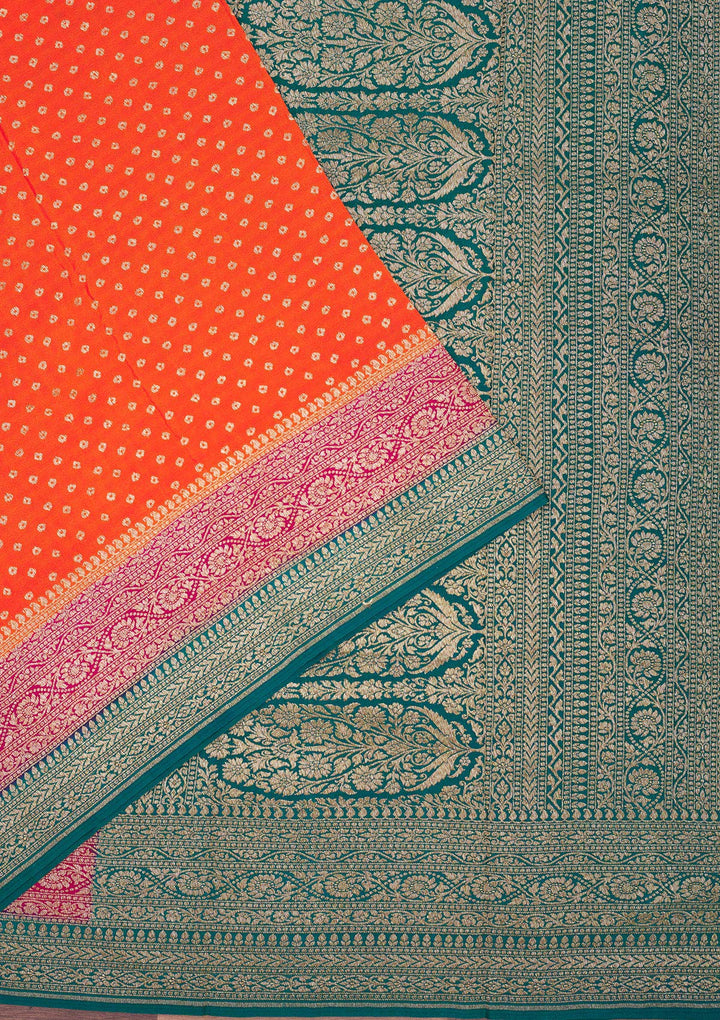 Orange Zariwork Art Silk Saree
