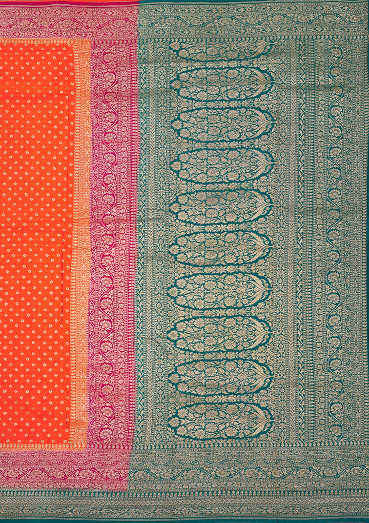 Orange Zariwork Art Silk Saree