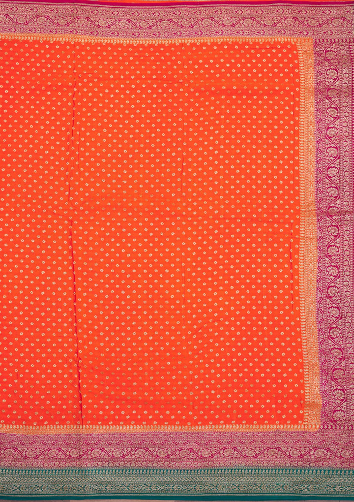 Orange Zariwork Art Silk Saree