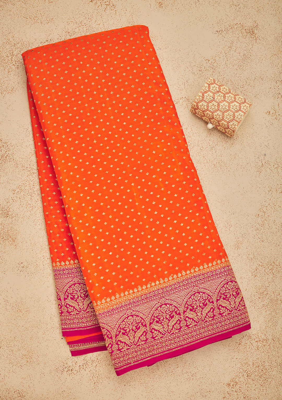Orange Zariwork Art Silk Saree