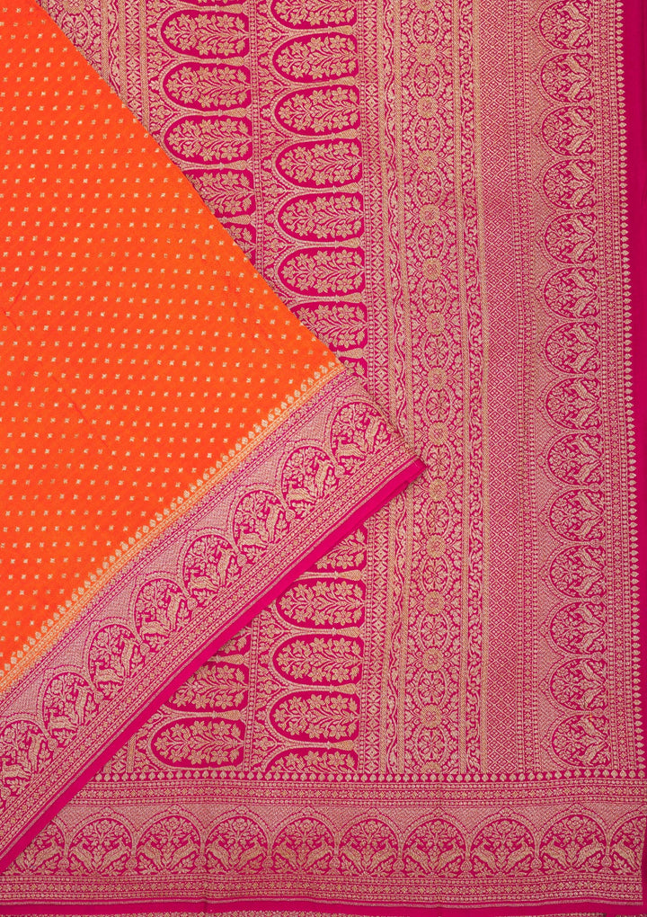 Orange Zariwork Art Silk Saree