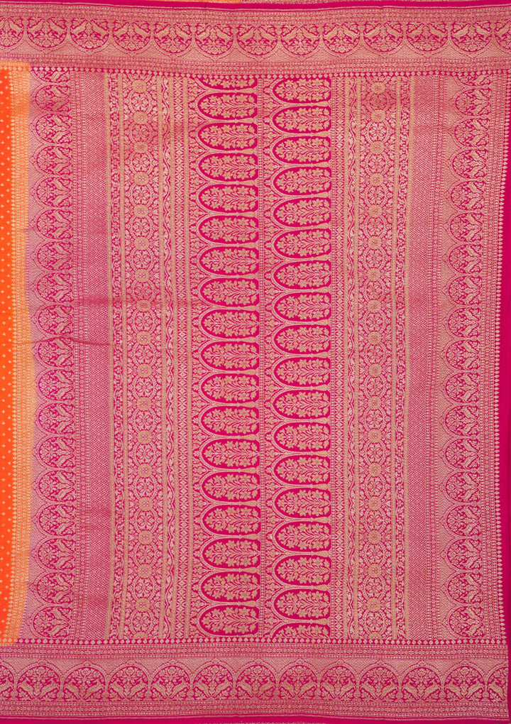 Orange Zariwork Art Silk Saree