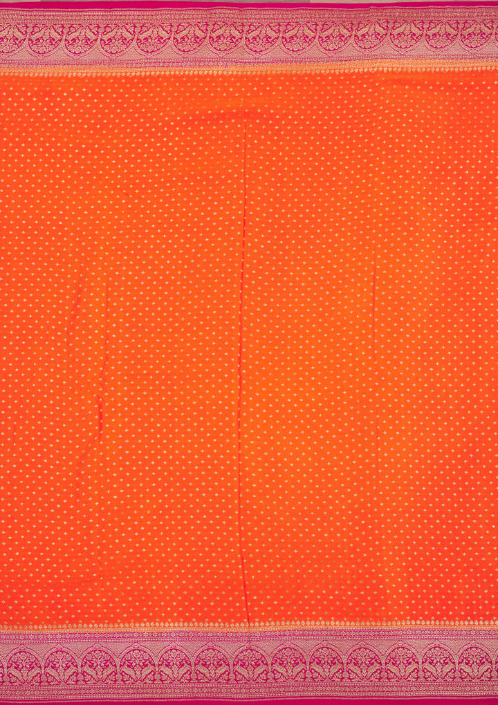 Orange Zariwork Art Silk Saree
