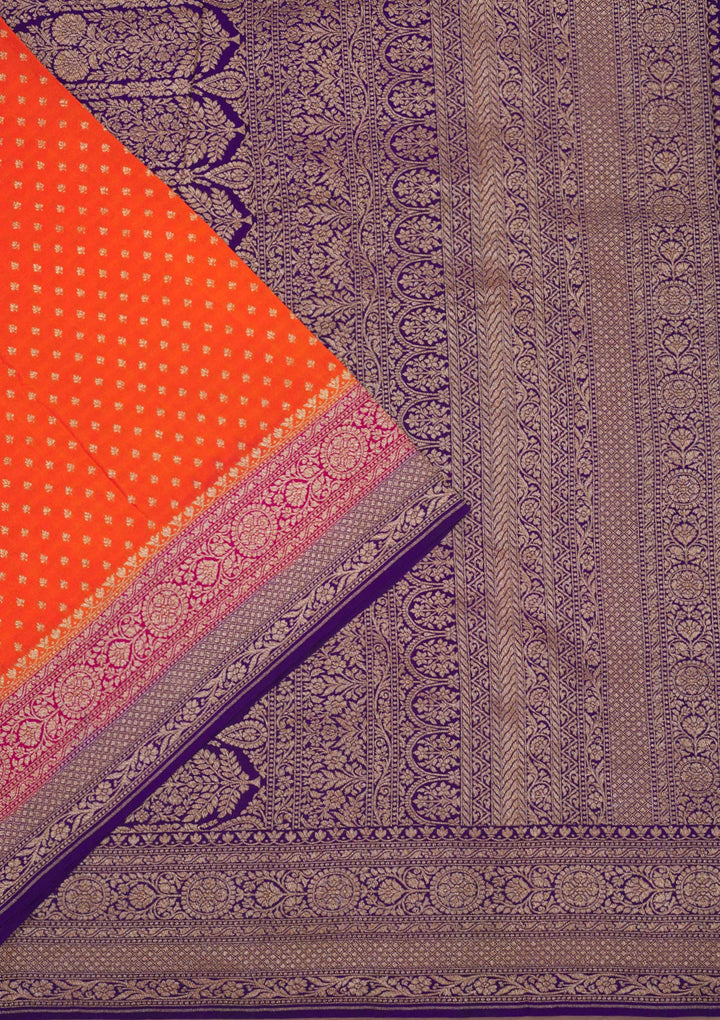 Orange Zariwork Art Silk Saree