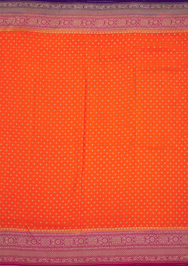 Orange Zariwork Art Silk Saree