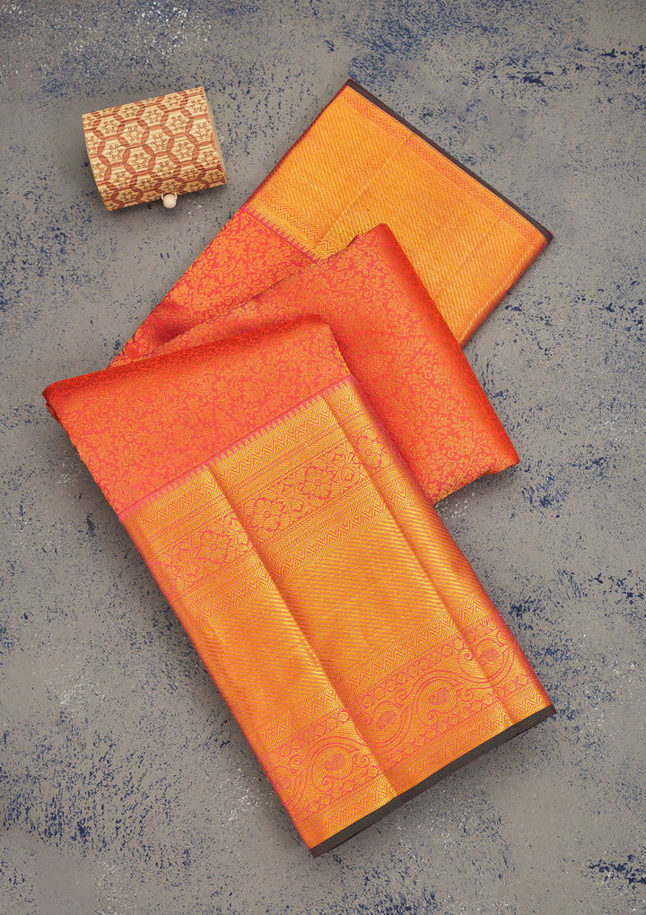 Orange Zariwork Pure Silk Saree