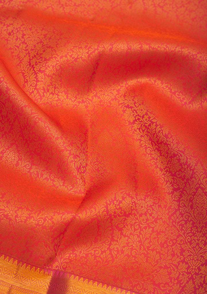 Orange Zariwork Pure Silk Saree