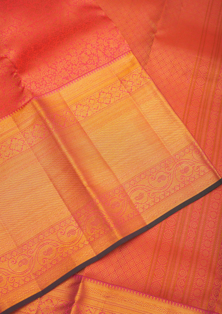Orange Zariwork Pure Silk Saree