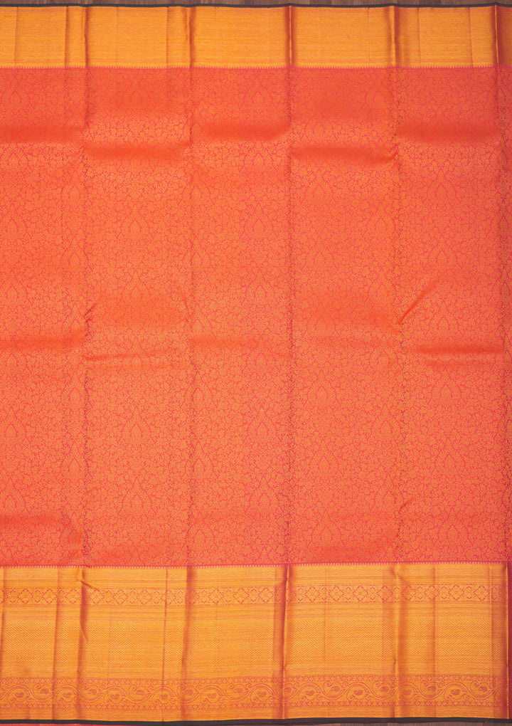 Orange Zariwork Pure Silk Saree