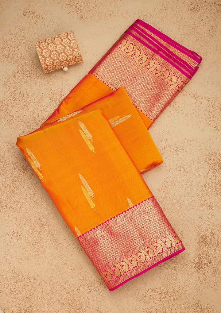 Orange Zariwork Pure Silk Saree