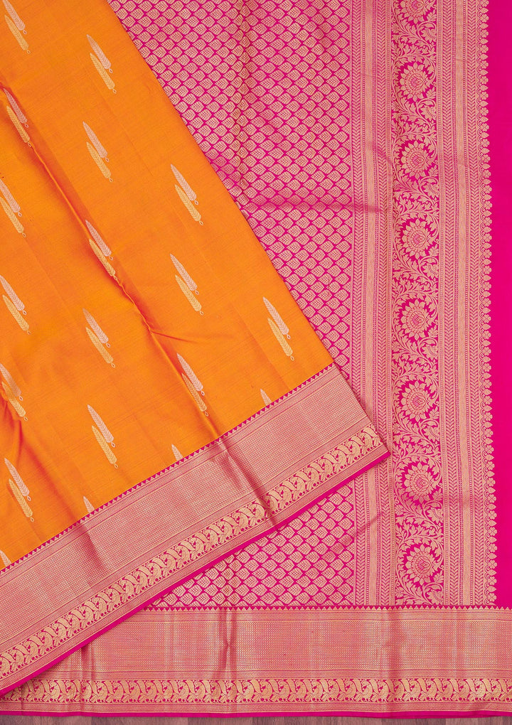 Orange Zariwork Pure Silk Saree