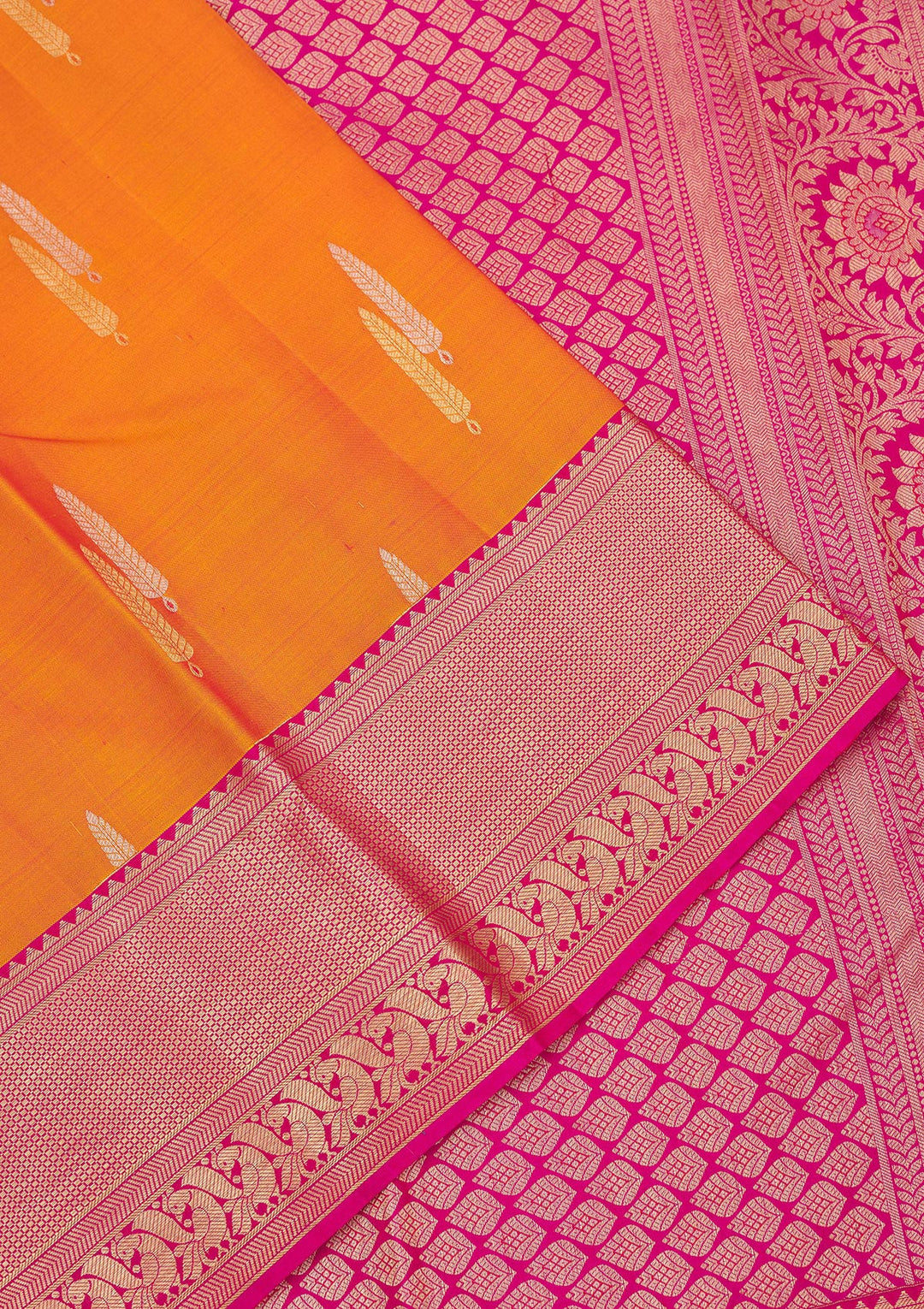 Orange Zariwork Pure Silk Saree