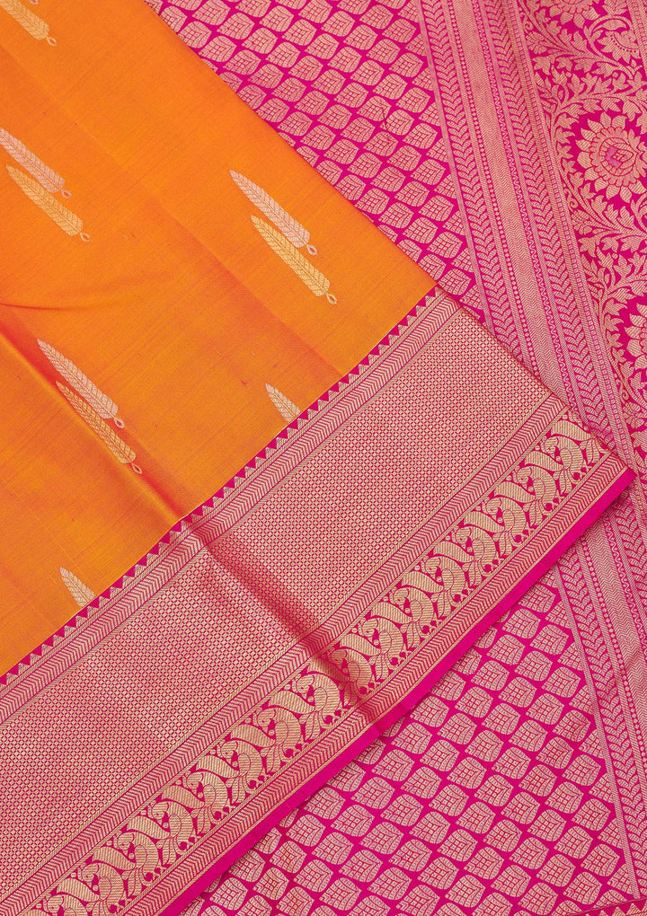 Orange Zariwork Pure Silk Saree