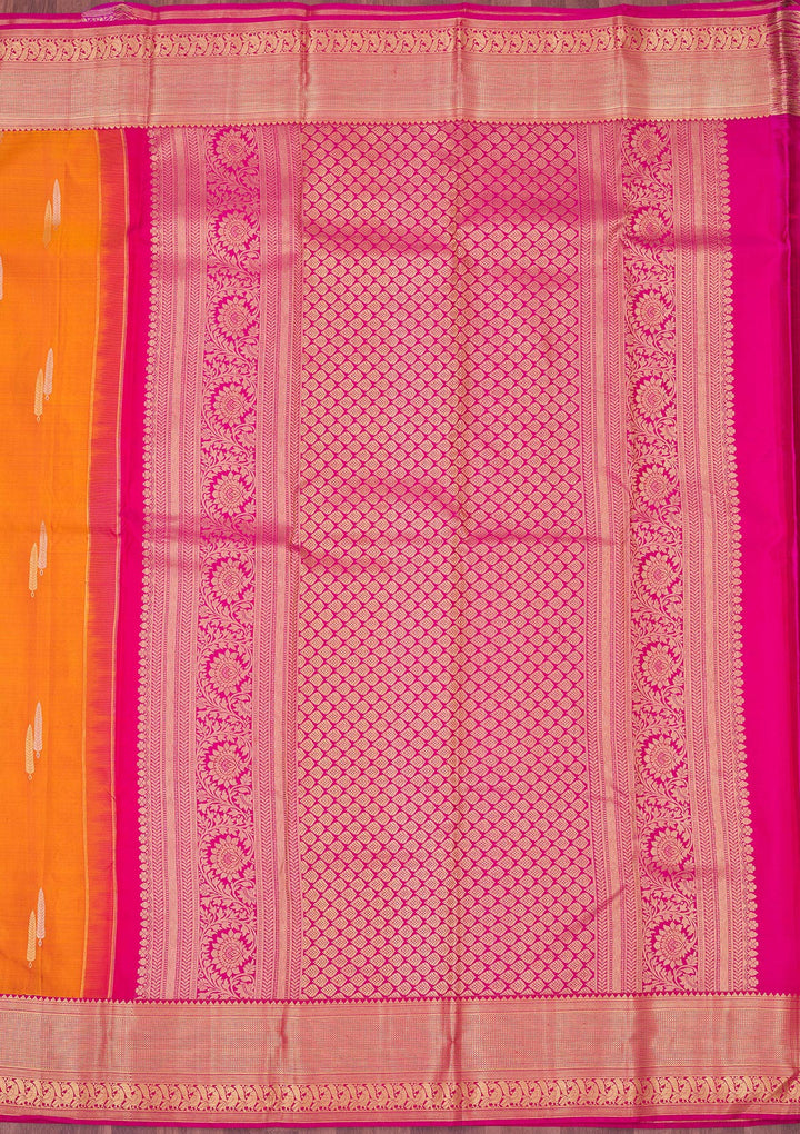 Orange Zariwork Pure Silk Saree