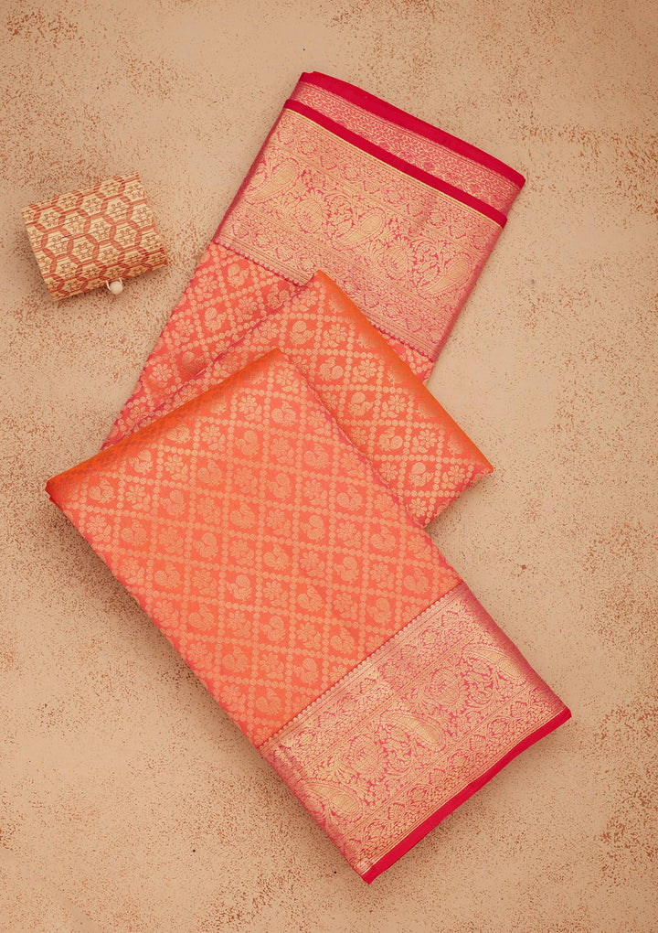 Orange Zariwork Pure Silk Saree
