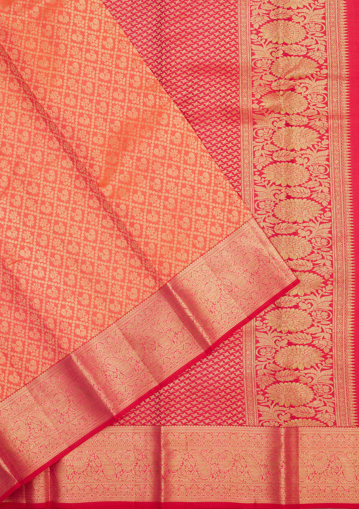 Orange Zariwork Pure Silk Saree