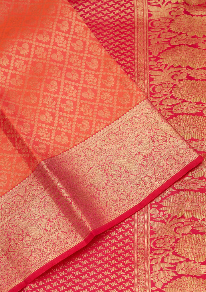 Orange Zariwork Pure Silk Saree