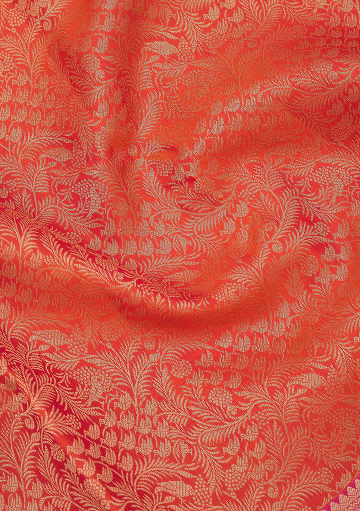 Orange Zariwork Pure Silk Saree