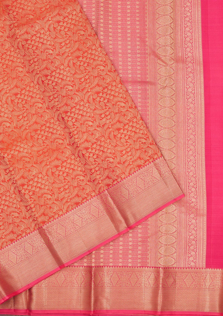 Orange Zariwork Pure Silk Saree