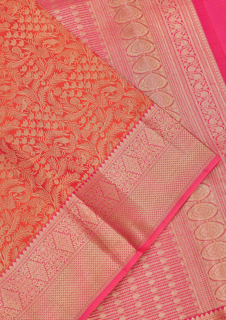 Orange Zariwork Pure Silk Saree
