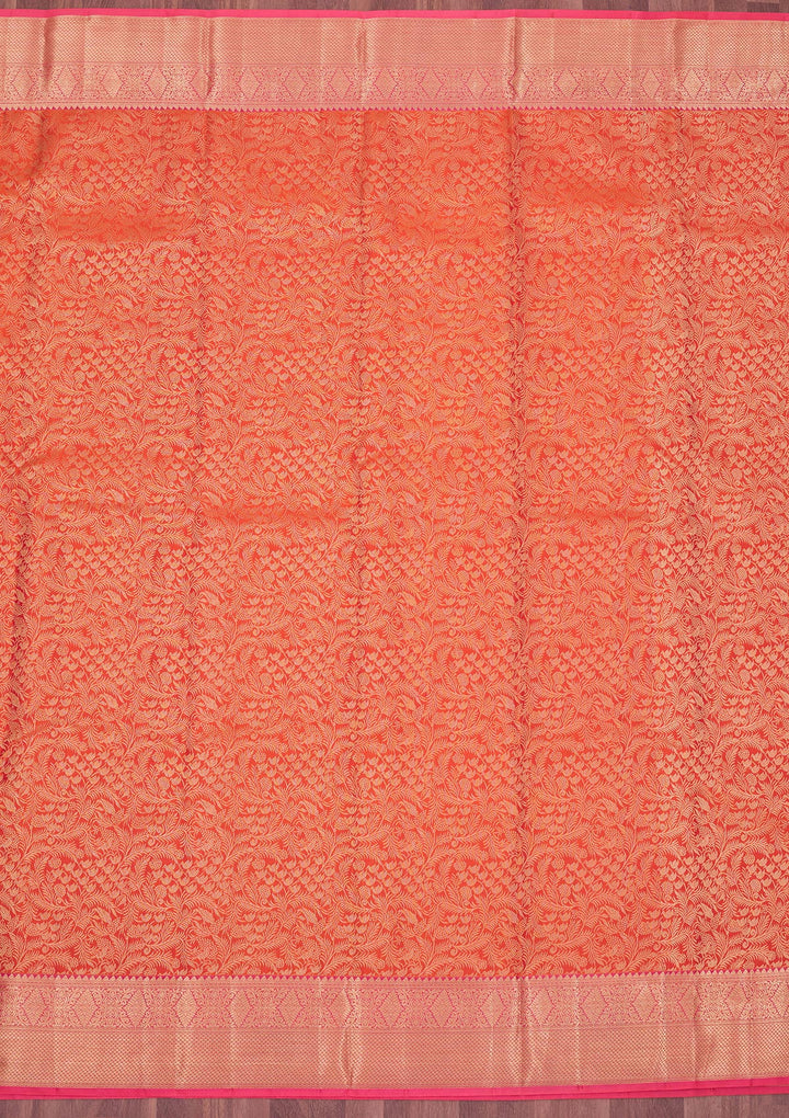 Orange Zariwork Pure Silk Saree