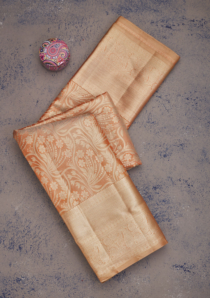 Orange Zariwork Pure Silk Saree