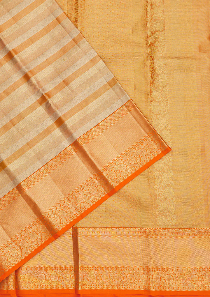 Orange Zariwork Pure Silk Saree