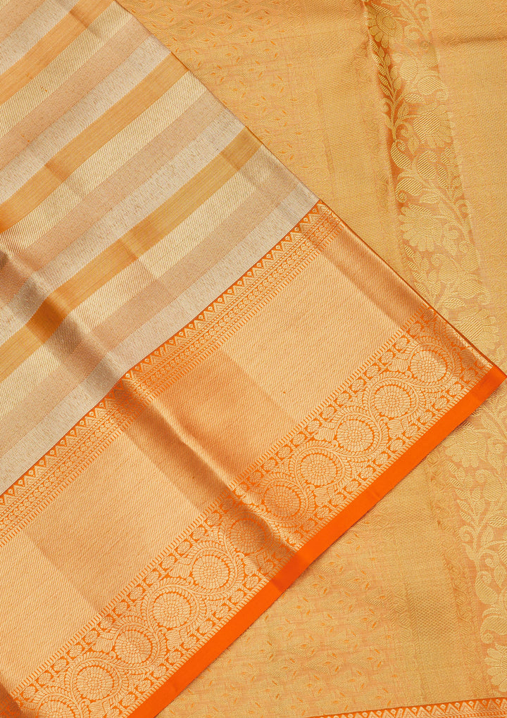 Orange Zariwork Pure Silk Saree