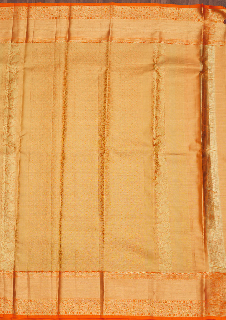 Orange Zariwork Pure Silk Saree