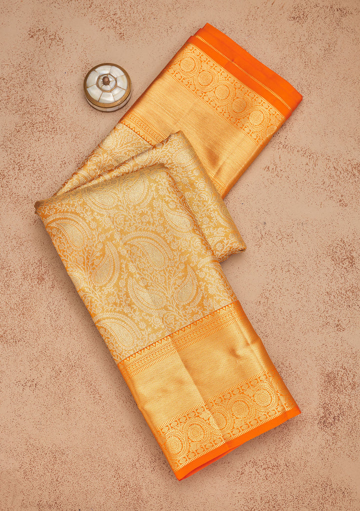 Orange Zariwork Pure Silk Saree