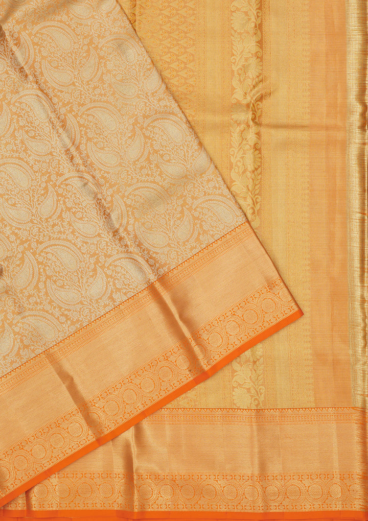 Orange Zariwork Pure Silk Saree