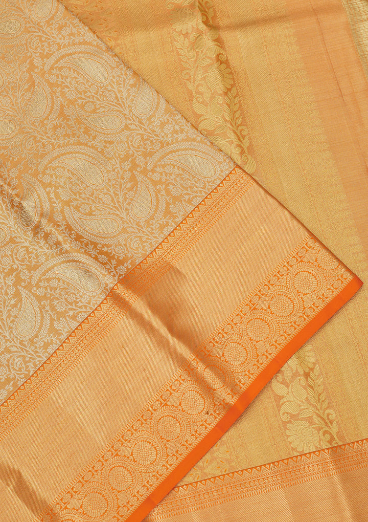Orange Zariwork Pure Silk Saree