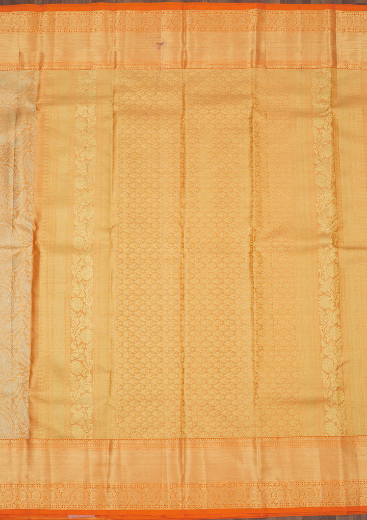 Orange Zariwork Pure Silk Saree