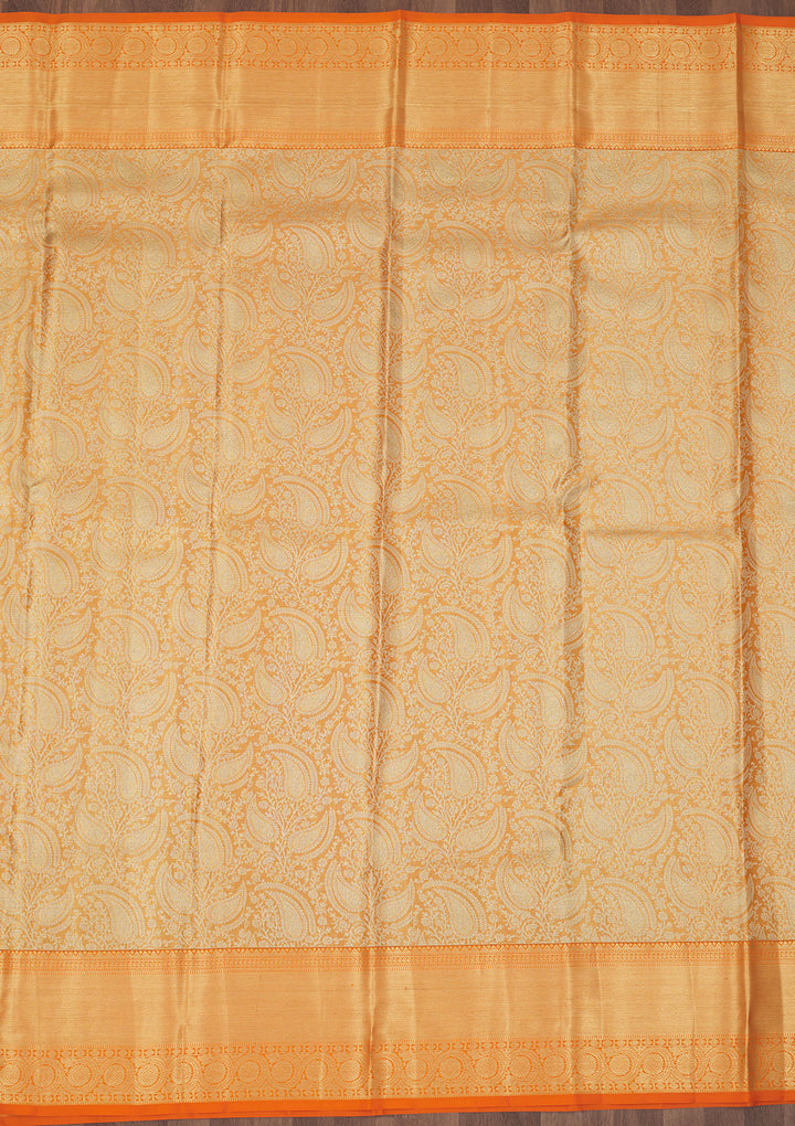 Orange Zariwork Pure Silk Saree