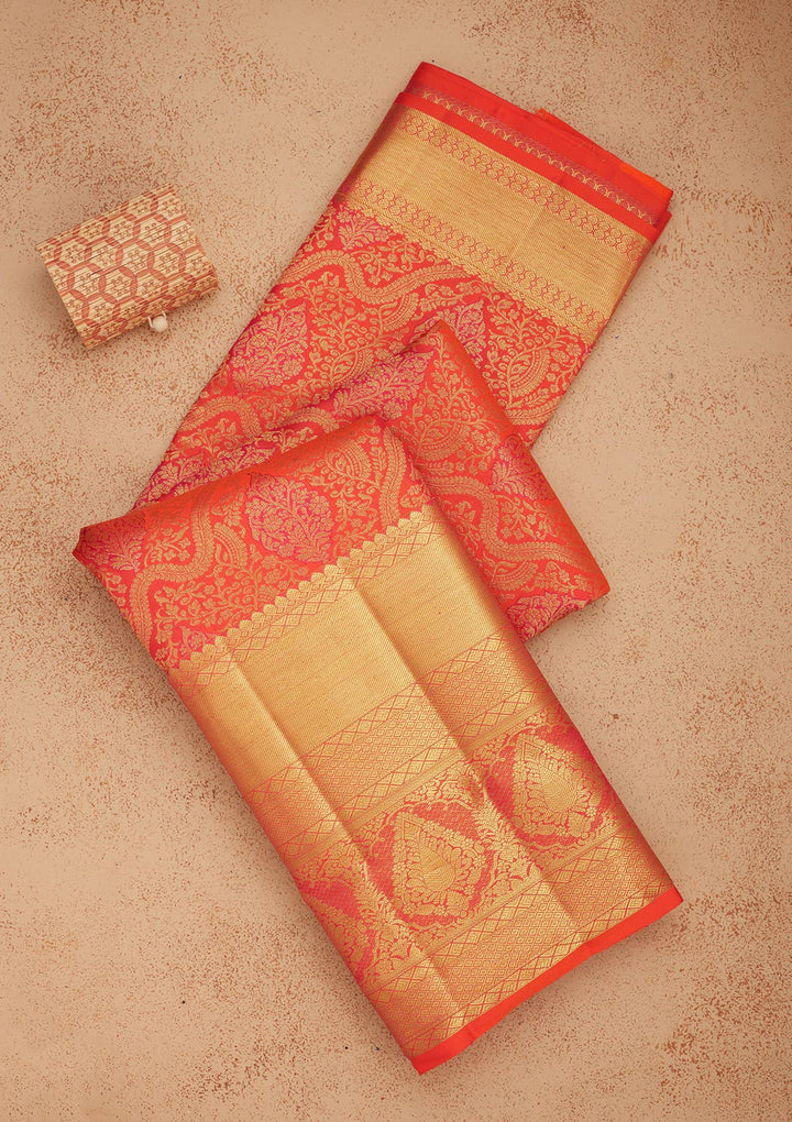 Orange Zariwork Pure Silk Saree