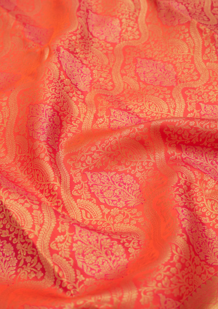 Orange Zariwork Pure Silk Saree