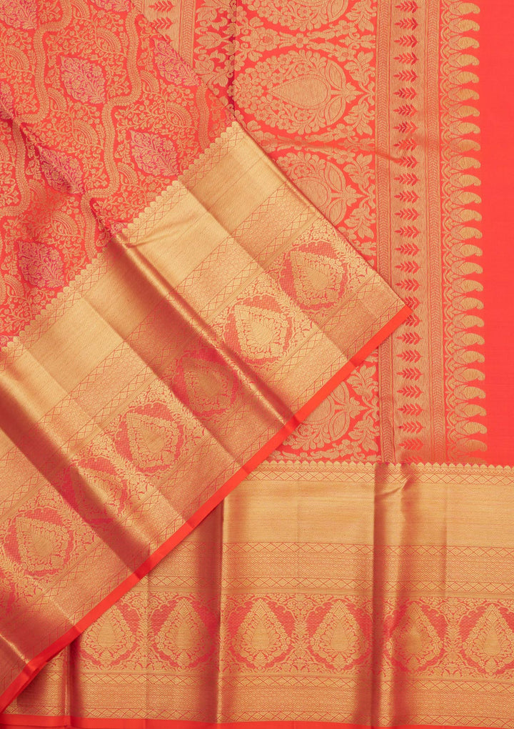 Orange Zariwork Pure Silk Saree