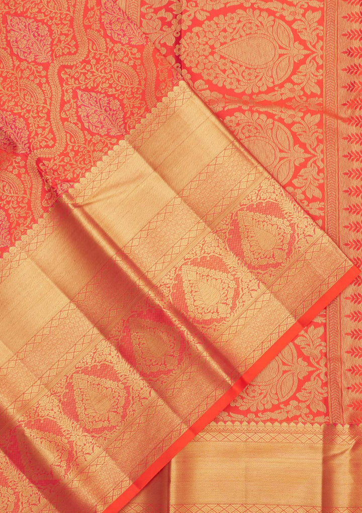 Orange Zariwork Pure Silk Saree