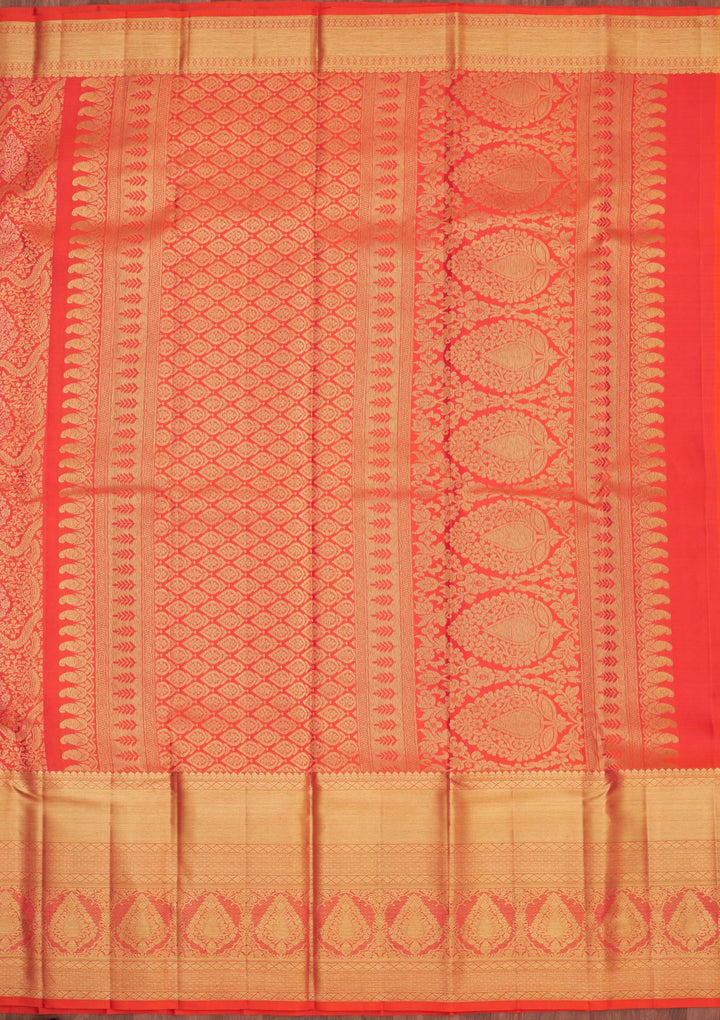 Orange Zariwork Pure Silk Saree