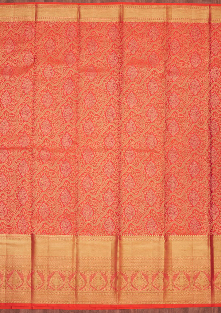 Orange Zariwork Pure Silk Saree