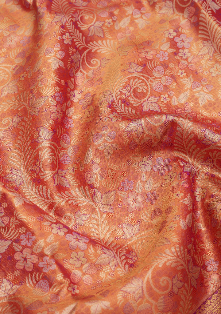 Orange Zariwork Pure Silk Saree