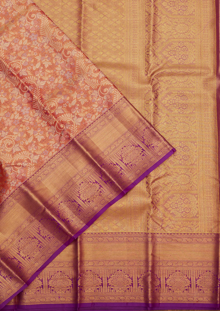 Orange Zariwork Pure Silk Saree