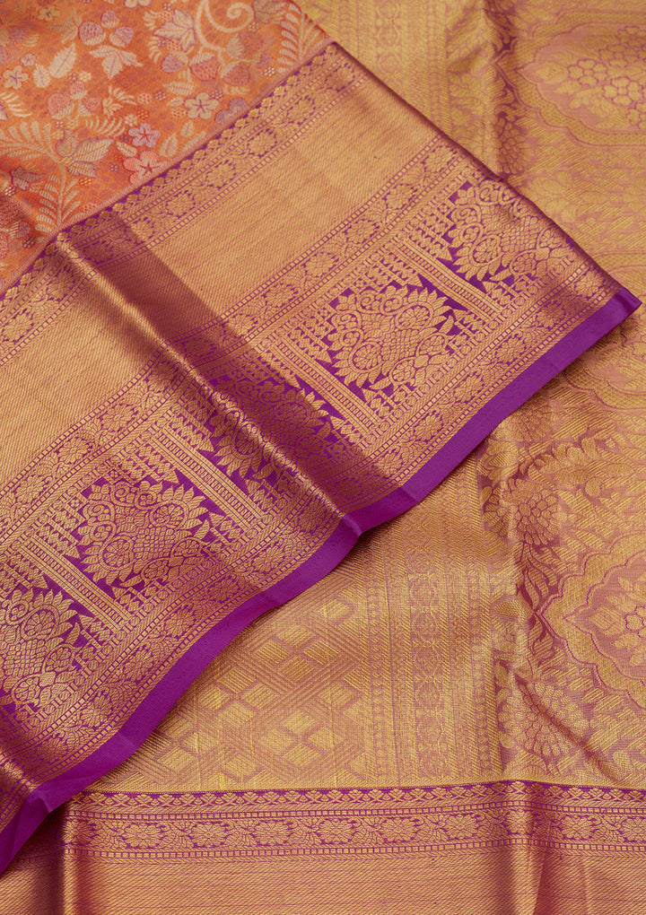 Orange Zariwork Pure Silk Saree